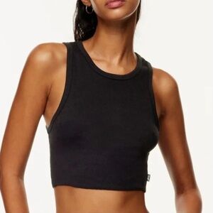 Aritzia TNA Ribbed Cropped Racer Tank Black